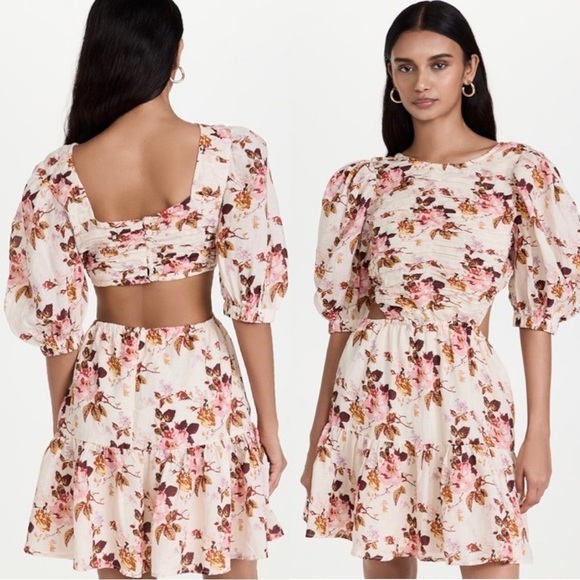 NWT SEA NEW YORK Floral Puff Sleeve Smocked Dress Sz XL - Picture 1 of 7